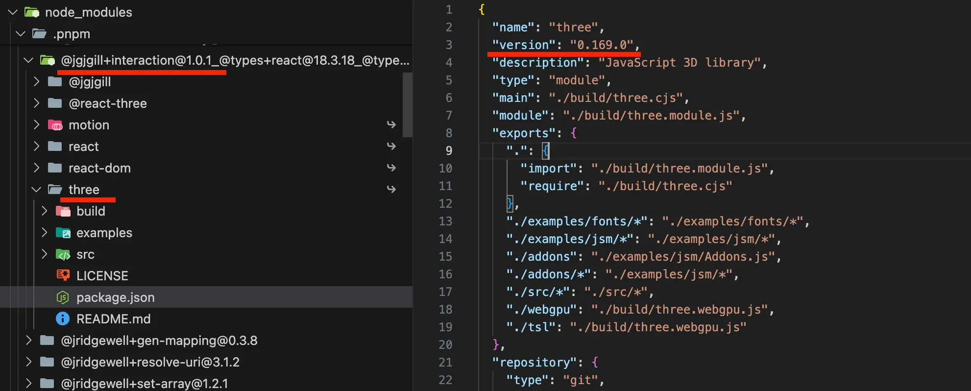 pnpm interaction v1.0.1 내부 의존성