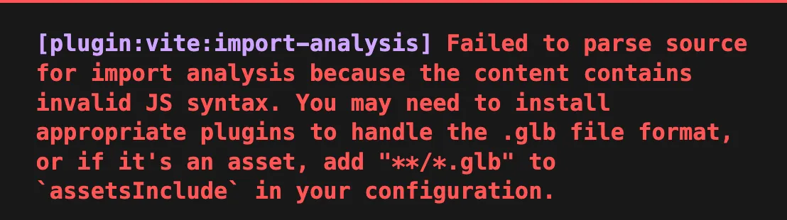 Vite .glb import 에러